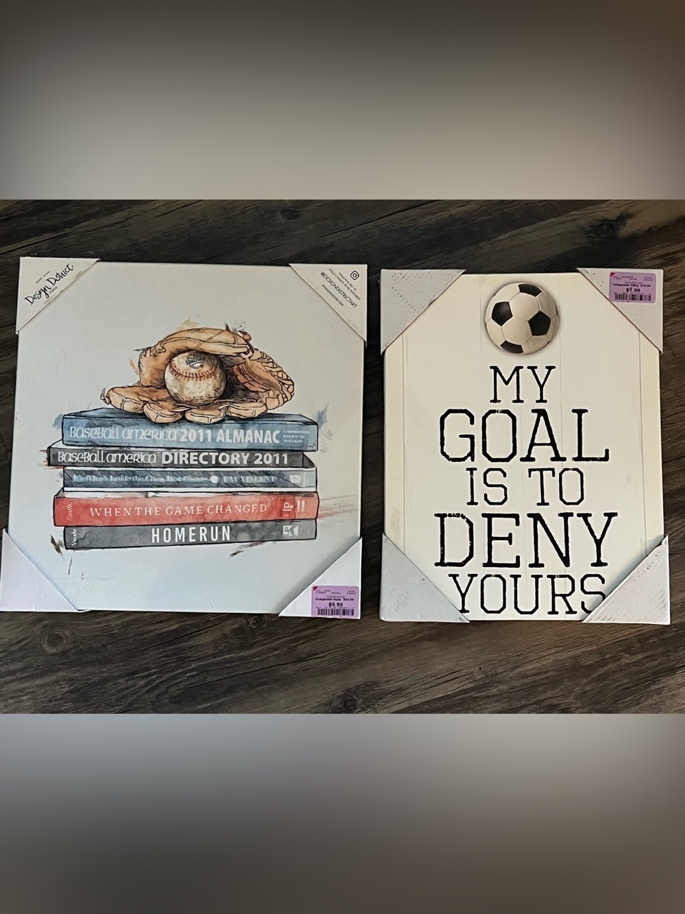 Baseball AND Soccer Canvas Wall Prints Sports Theme Kids Room